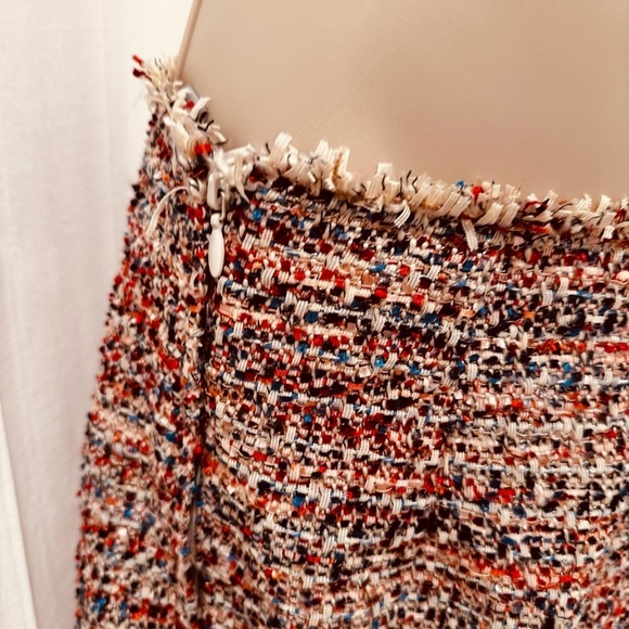 Multicoloured Lined Tweed Woven Wrap Midi Skirt US 6 - Picture 3 of 7